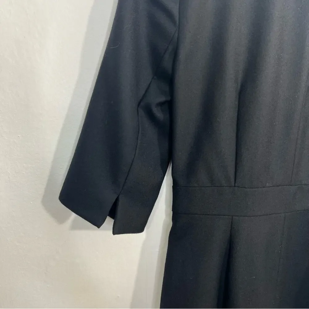 J. Crew Wool Fit and Flare Wrap Style Black Dress Size 6 NWT